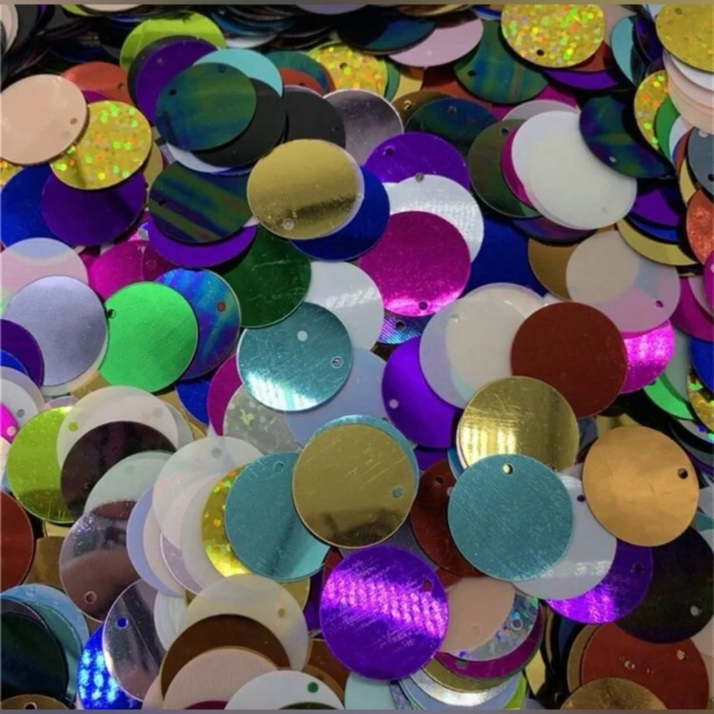 200 Pack 20mm Large Black Round Sequins Single Hole Pailette DIY Sewing Craft